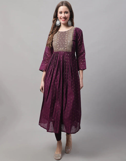 Designer Party Wear Heavy Chanderi Modal Butti Salwar Suit Purple Chanderi Modal Butti Pant Straight Back View